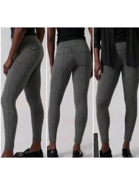 Athleta Delancey Textured Tight Women's LARGE Stripe Black/ Nightfall Leggings